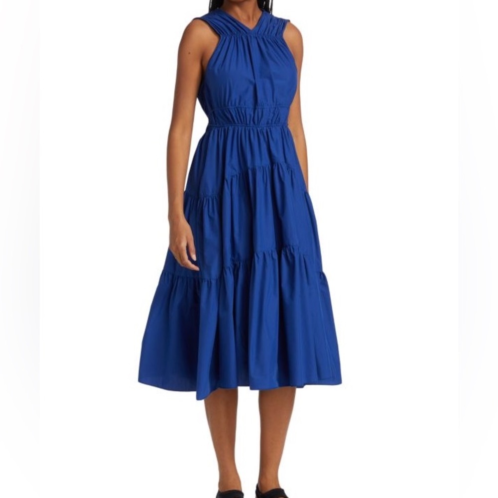 Proenza Schouler Tiered Sleeveless Poplin Mid-Dress Size:0